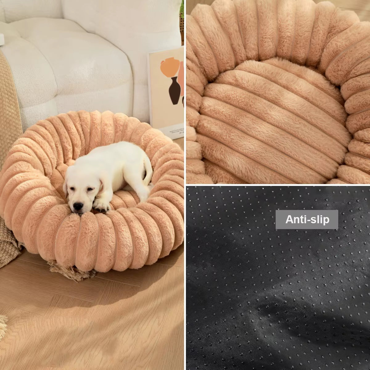 Round Pet Bed for Large Dog, Winter Warm Cat Sofa Bed Washable Large Dog Bed All Seasons Available
