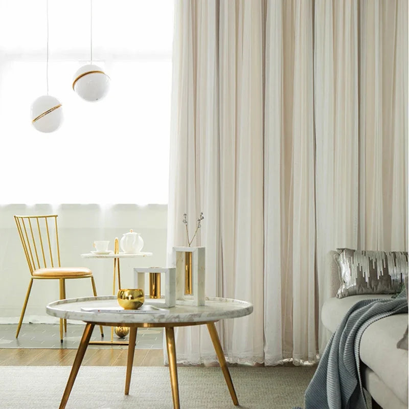 Korean Double Layer Princess Blackout Curtains for Living Room Bedroom Lace Shade Thermal Insulated Curtain with White Tulle