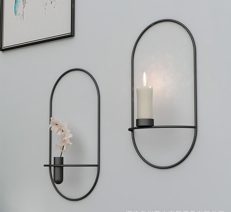 Bougeoir Mural Minimaliste "Lumina" – Support Chandelier Géométrique en Métal Doré