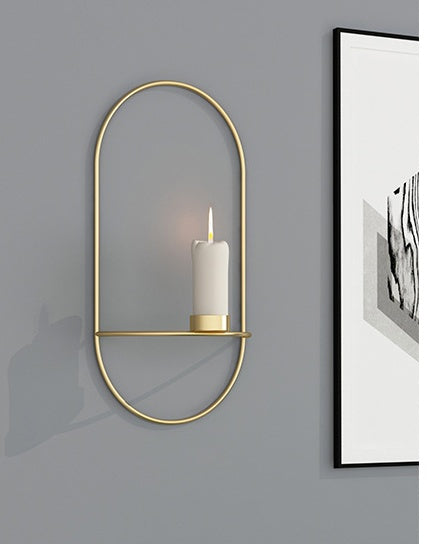 Bougeoir Mural Minimaliste "Lumina" – Support Chandelier Géométrique en Métal Doré