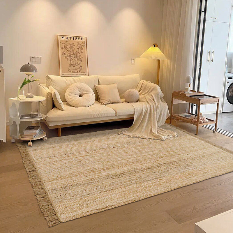  Tapis en jute naturelle Sable, tissage artisanal et finition frangée — Maison Gary