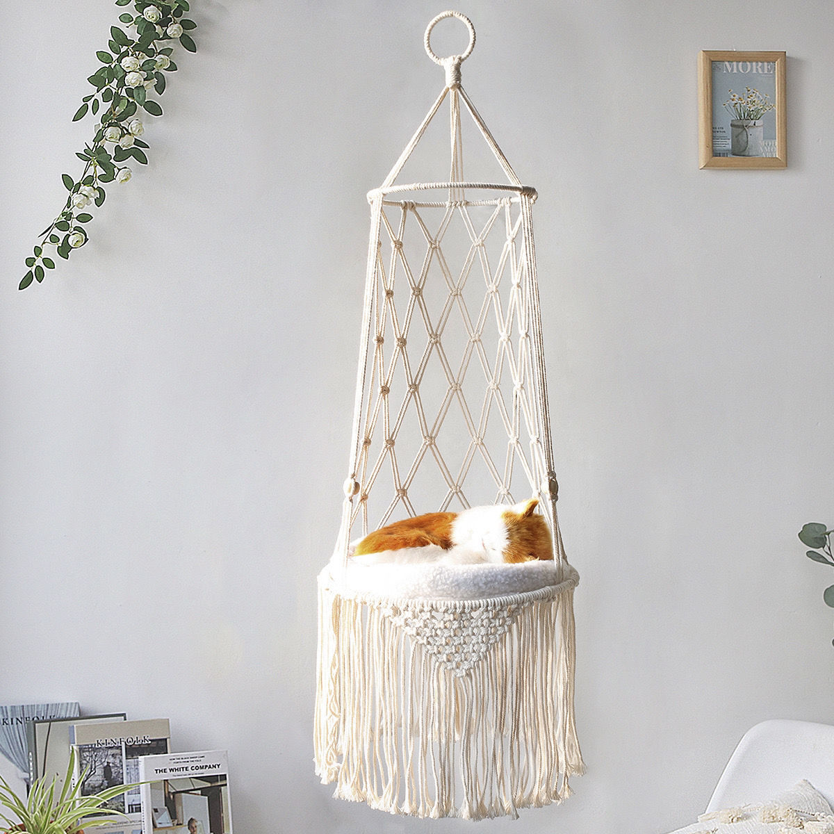 Hamac Suspendu "L'Oasis Suspendue" – Macramé Artisanal pour Chat