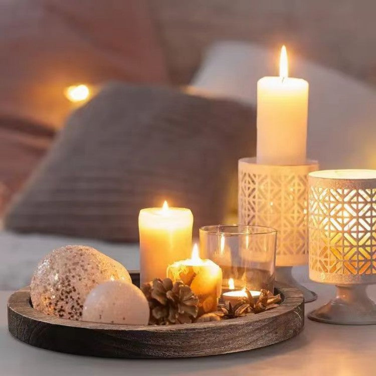 Plateau Circulaire "Sora" en Bois Brûlé