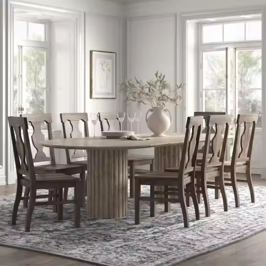 Table à Manger "Romana" – Travertin Véritable & Édition Sculpturale (230 cm)