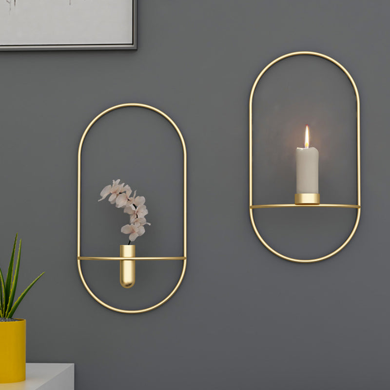 Bougeoir Mural Minimaliste "Lumina" – Support Chandelier Géométrique en Métal Doré
