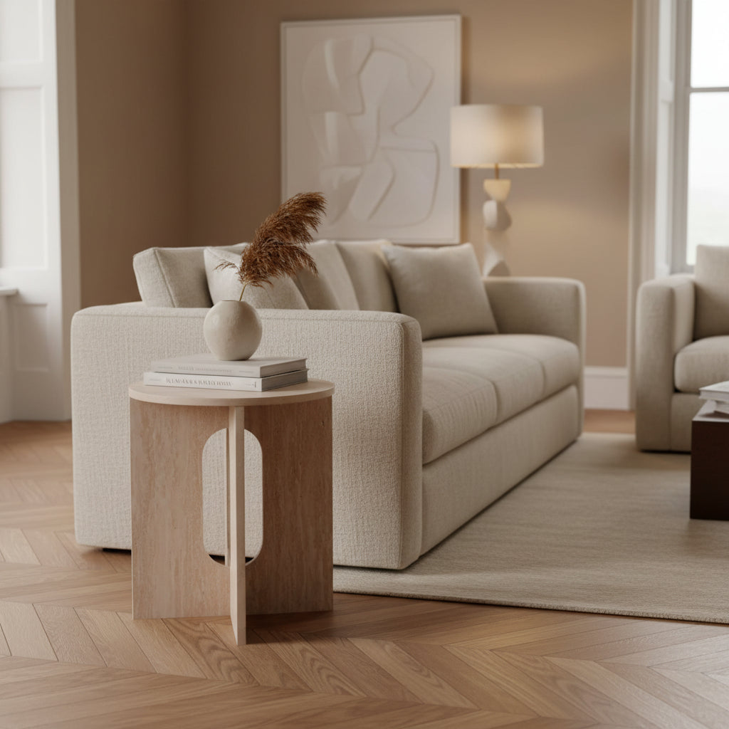 Table d'Appoint Organique "Tivoli" - Collection Travertin