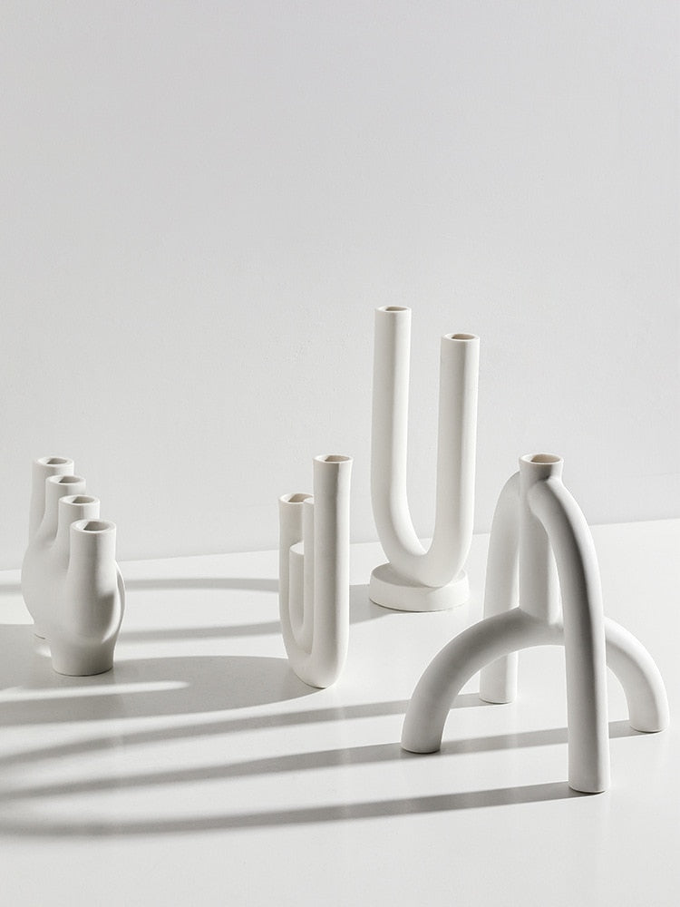 Chandelier en Céramique Design "Abstracta" – Bougeoir Sculptural Minimaliste