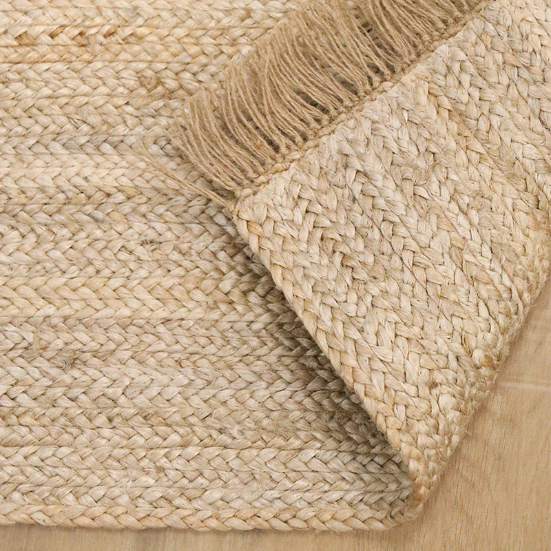 Tapis en Jute Naturelle "Sable" – Tissage Artisanal & Finition Frangée