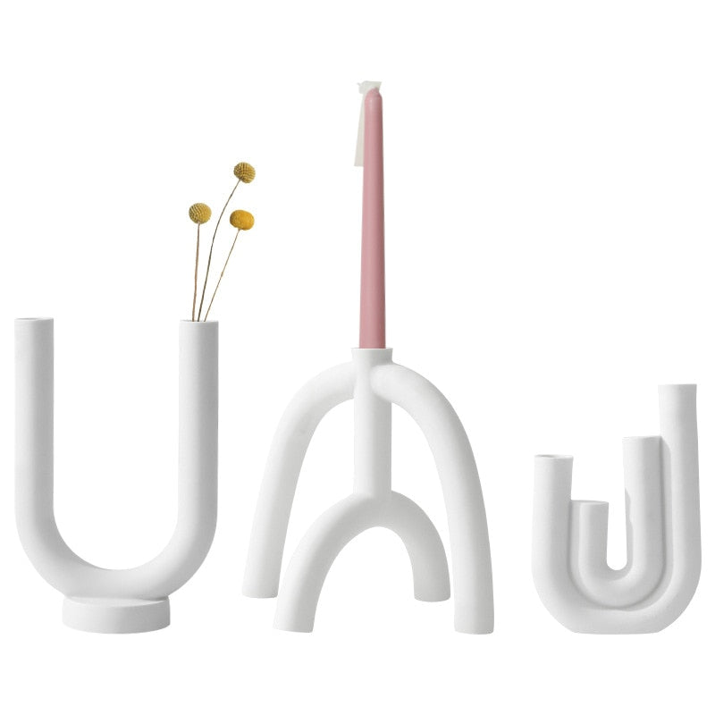 Chandelier en Céramique Design "Abstracta" – Bougeoir Sculptural Minimaliste