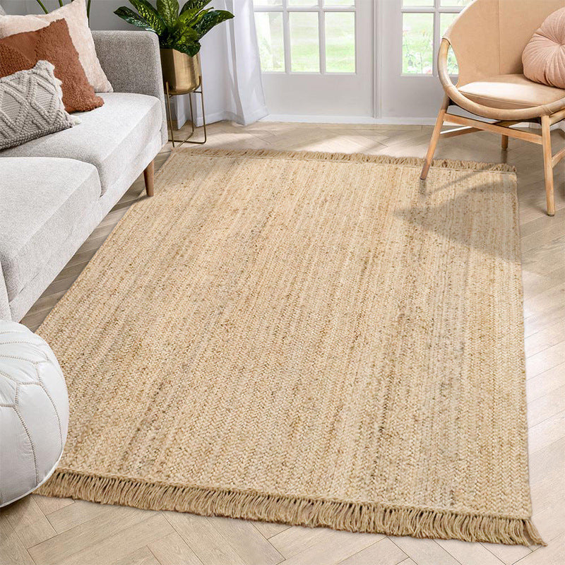 Tapis en Jute Naturelle "Sable" – Tissage Artisanal & Finition Frangée