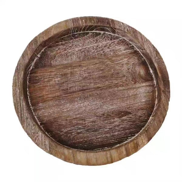 Plateau Circulaire "Sora" en Bois Brûlé