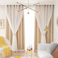 Korean Double Layer Princess Blackout Curtains for Living Room Bedroom Lace Shade Thermal Insulated Curtain with White Tulle