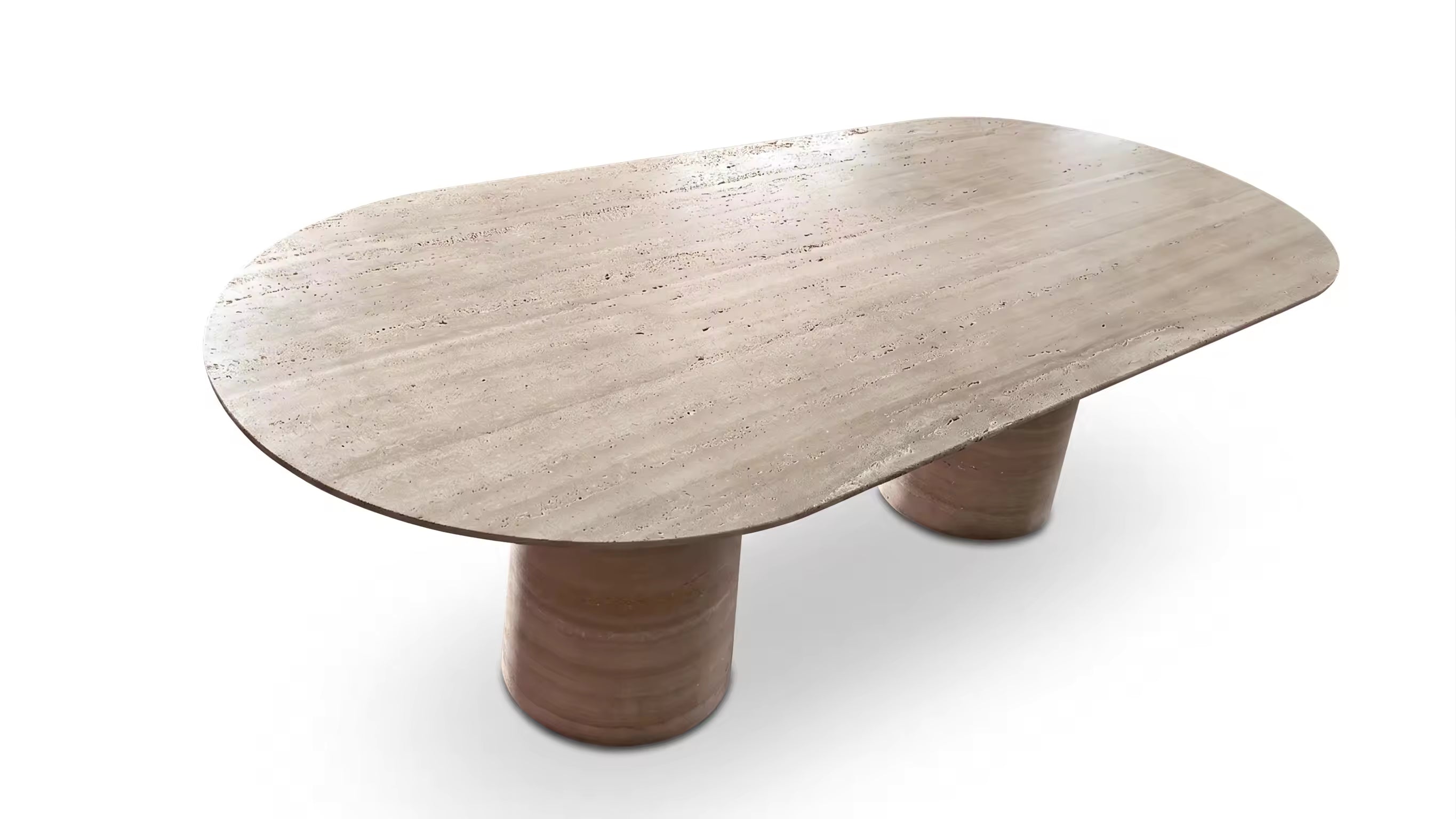 Table à Manger "Romana" – Travertin Véritable & Édition Sculpturale (230 cm)