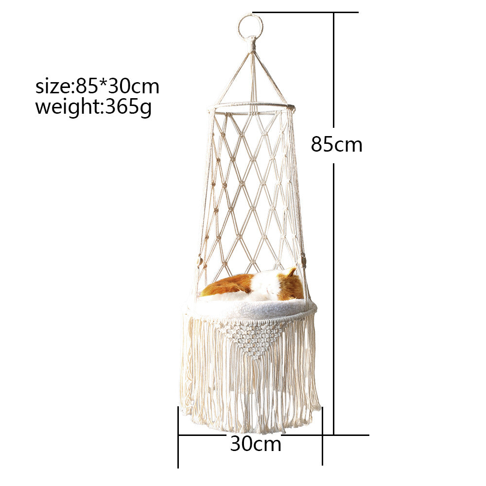 Hamac Suspendu "L'Oasis Suspendue" – Macramé Artisanal pour Chat