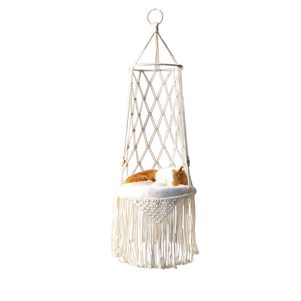 Hamac Suspendu "L'Oasis Suspendue" – Macramé Artisanal pour Chat