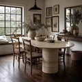 Table à Manger "Romana" – Travertin Véritable & Édition Sculpturale (230 cm)