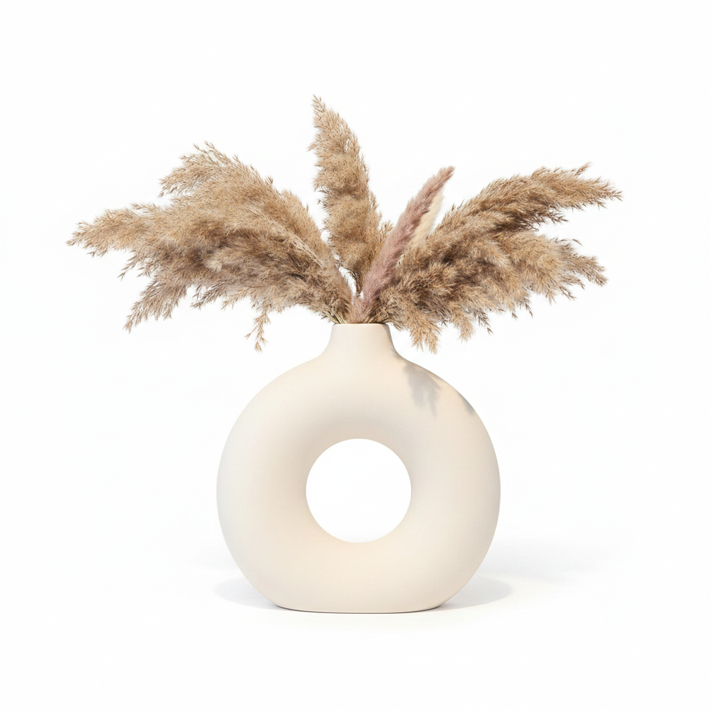 Vase Circulaire "Orio" – Céramique Blanche & Design Minimaliste