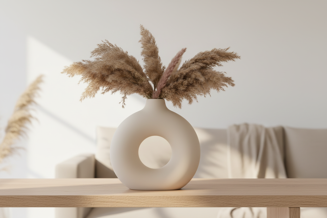 Vase Circulaire "Orio" – Céramique Blanche & Design Minimaliste