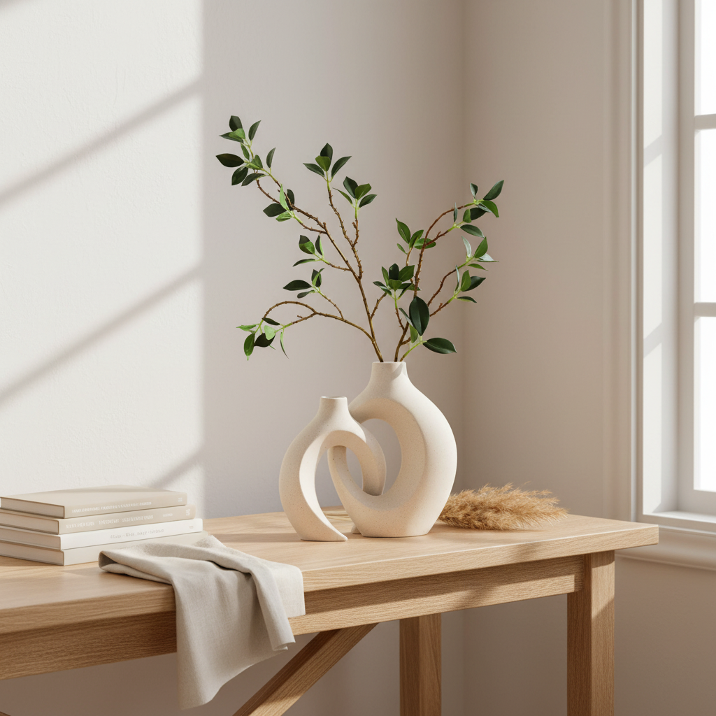 Duo de Vases "Osmose" – Céramique Blanche & Design Minimaliste