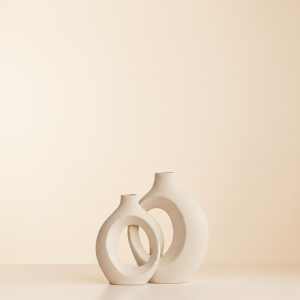 Duo de Vases "Osmose" – Céramique Blanche & Design Minimaliste