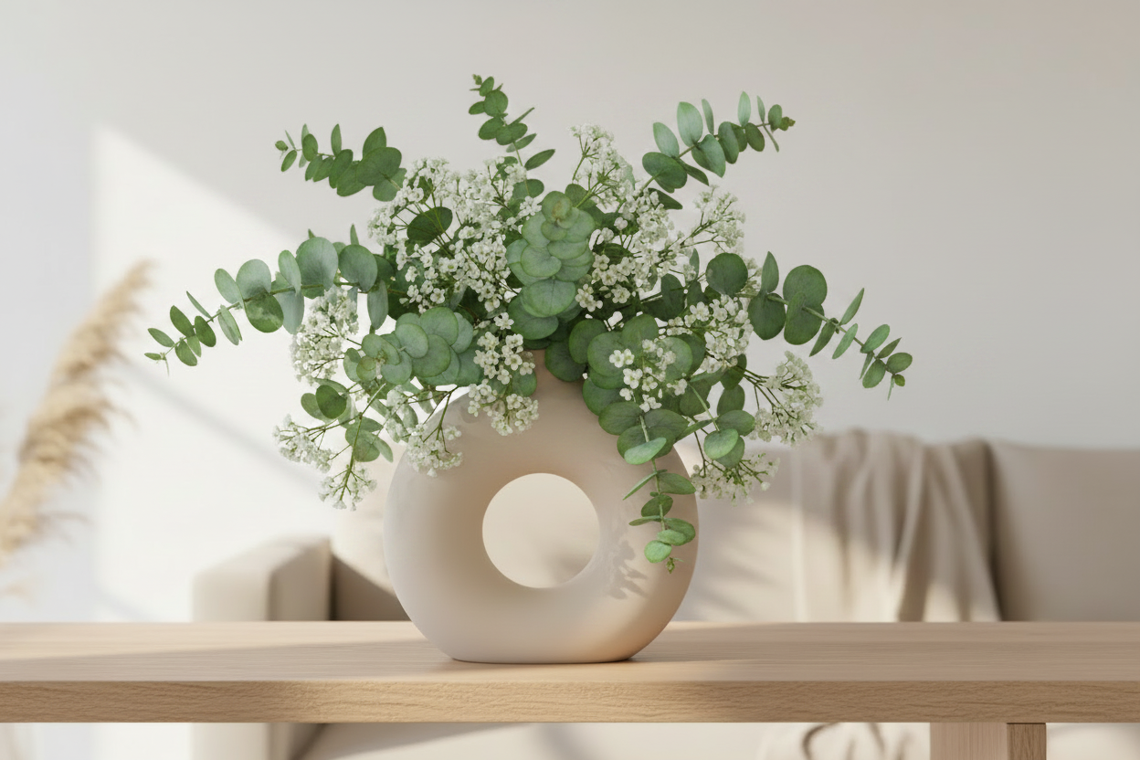 Vase Circulaire "Orio" – Céramique Blanche & Design Minimaliste