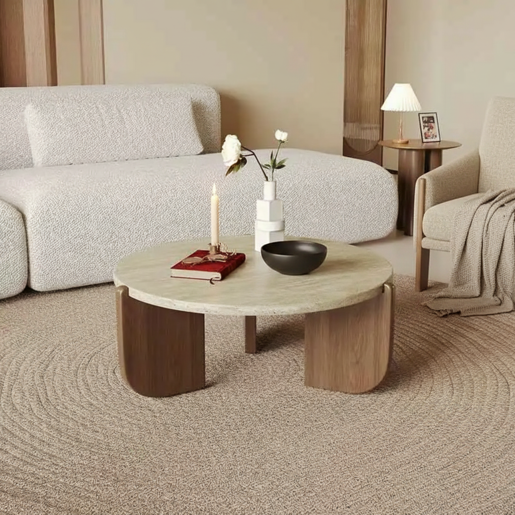 Table basse L'Alba – Ambiance soir, lumière chaude et bougie