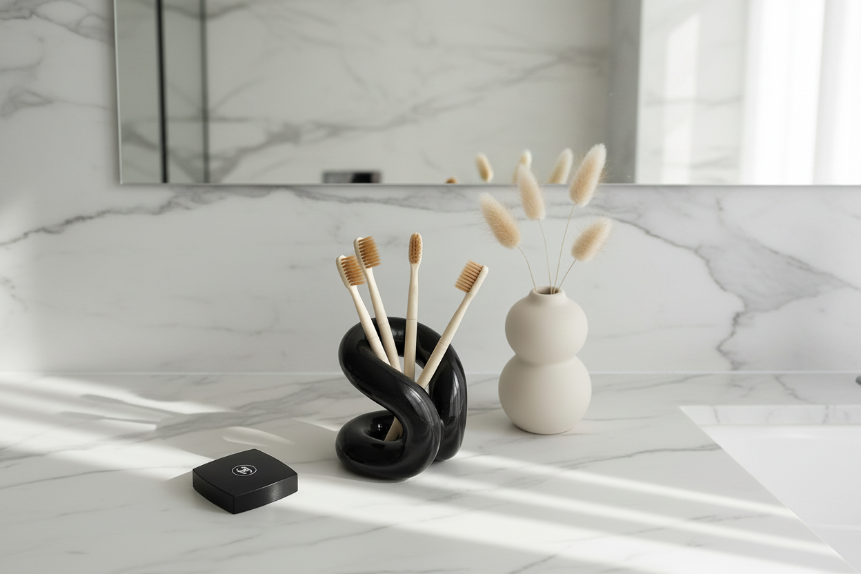 Organisateur Sculptural "Nodus" en Céramique – Porte-Pinceaux & Vase Design