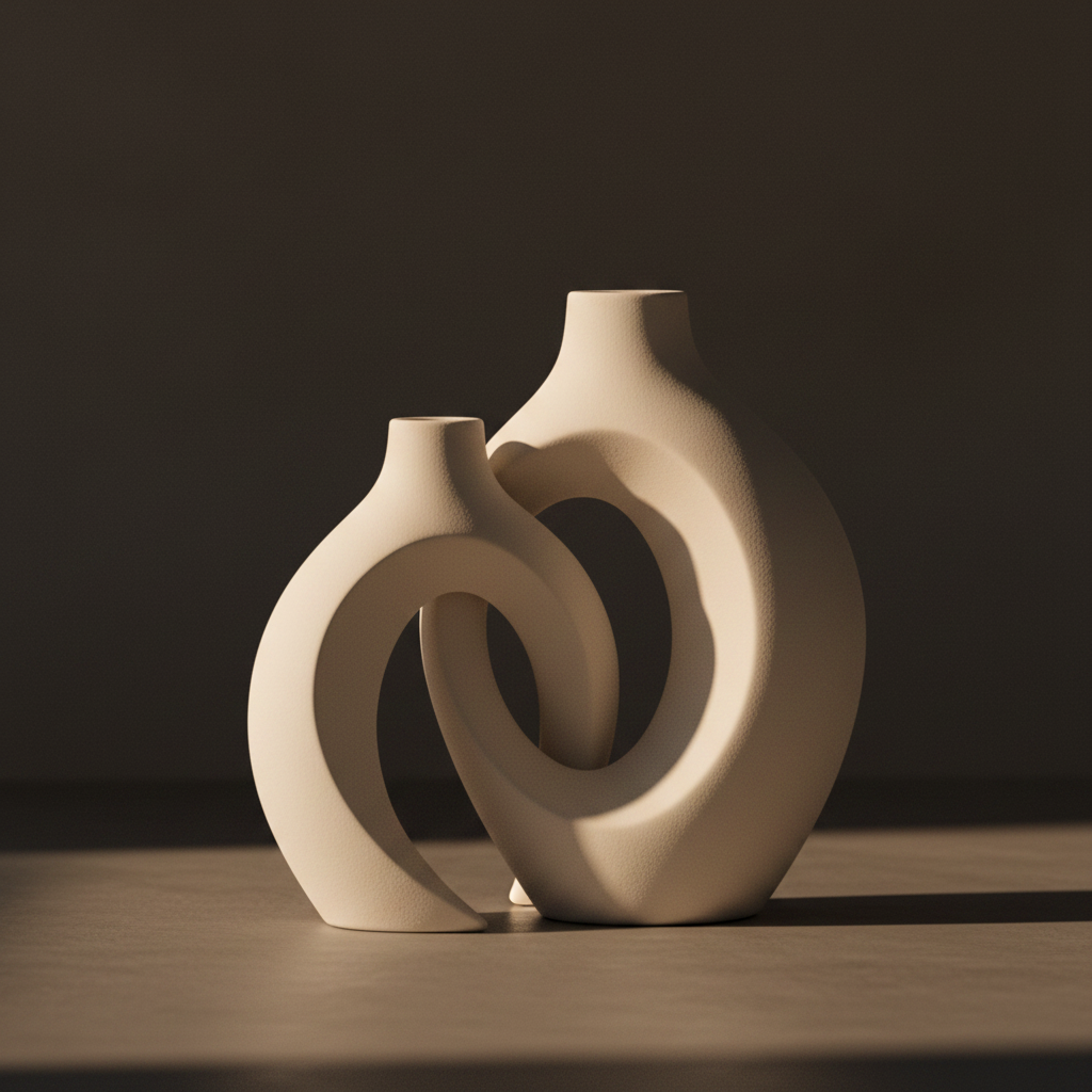 Vase Osmose – Détail sculptural, lumière rasante