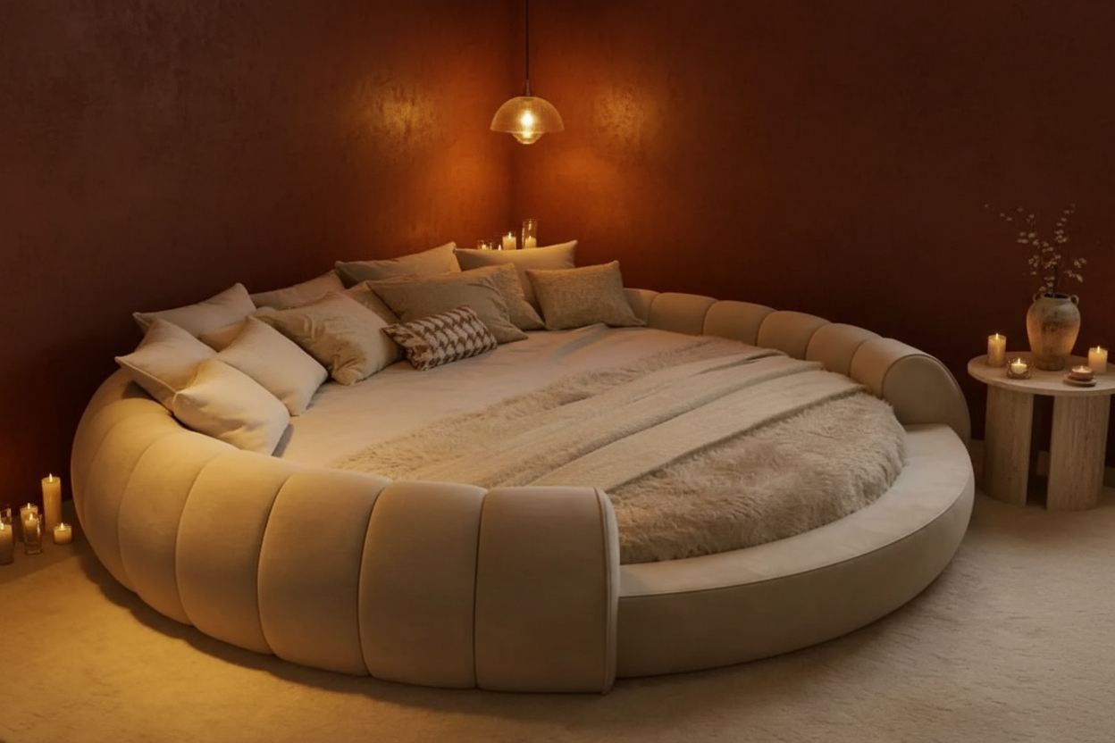 Lit Rond Élégance "Olympe" - Collection Signature (Inclus Matelas Premium)