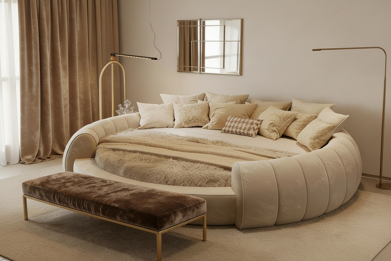Lit Rond Élégance "Olympe" - Collection Signature (Inclus Matelas Premium)