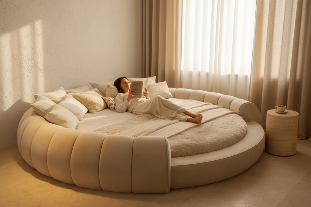 Lit Rond Élégance "Olympe" - Collection Signature (Inclus Matelas Premium)