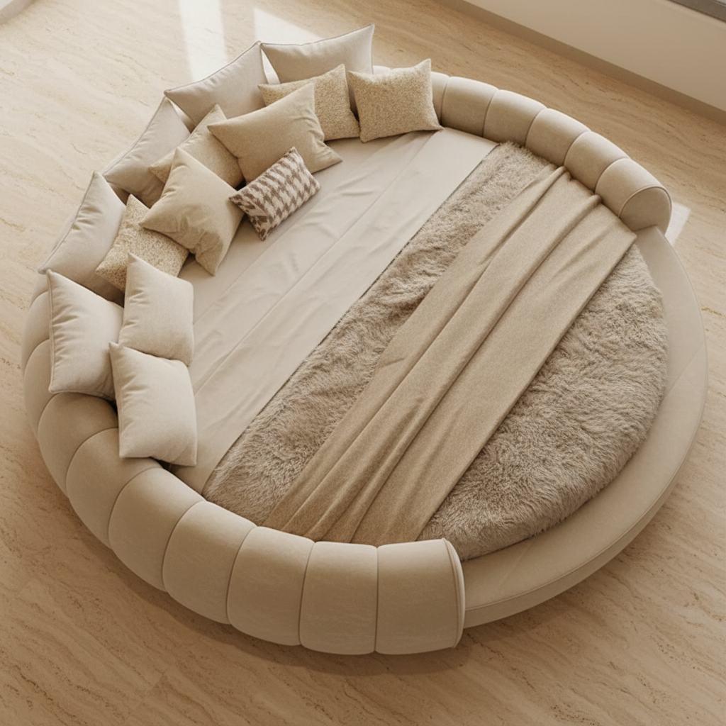 Lit Rond Élégance "Olympe" - Collection Signature (Inclus Matelas Premium)