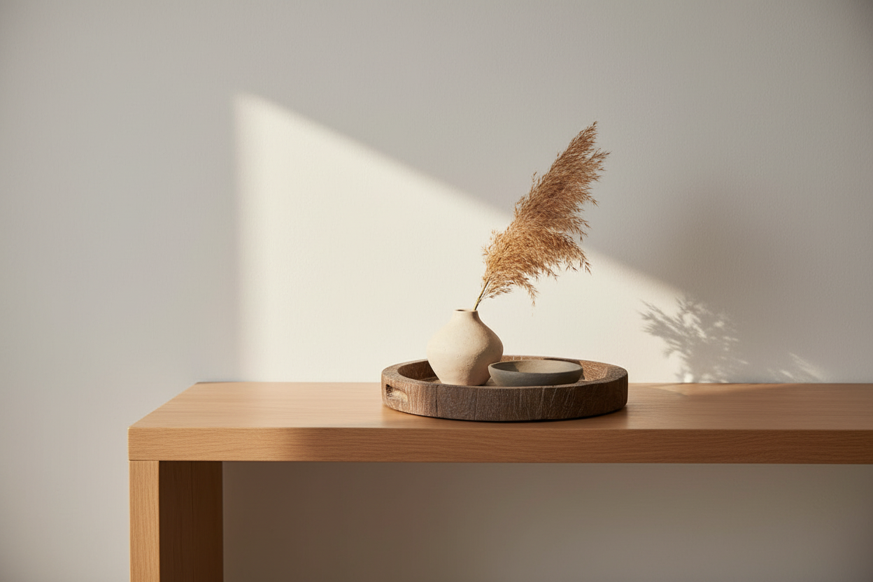 Plateau Circulaire "Sora" en Bois Brûlé