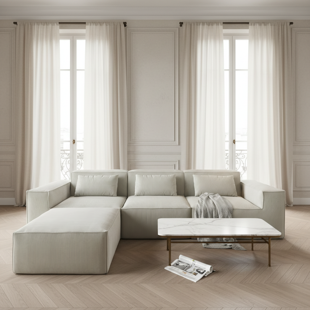 Canapé Modulaire "Carré d'As" — Velours Côtelé & Design Contemporain