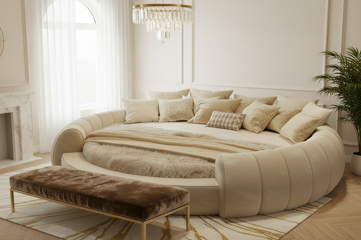 Lit Rond Élégance "Olympe" - Collection Signature (Inclus Matelas Premium)