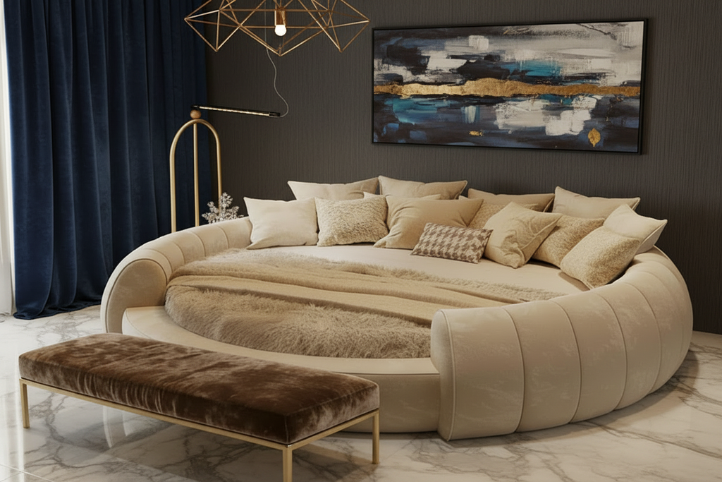 Lit Rond Élégance "Olympe" - Collection Signature (Inclus Matelas Premium)