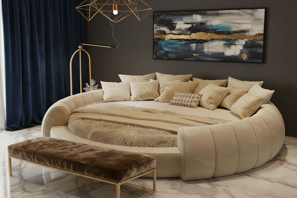 Lit Rond Élégance "Olympe" - Collection Signature (Inclus Matelas Premium)