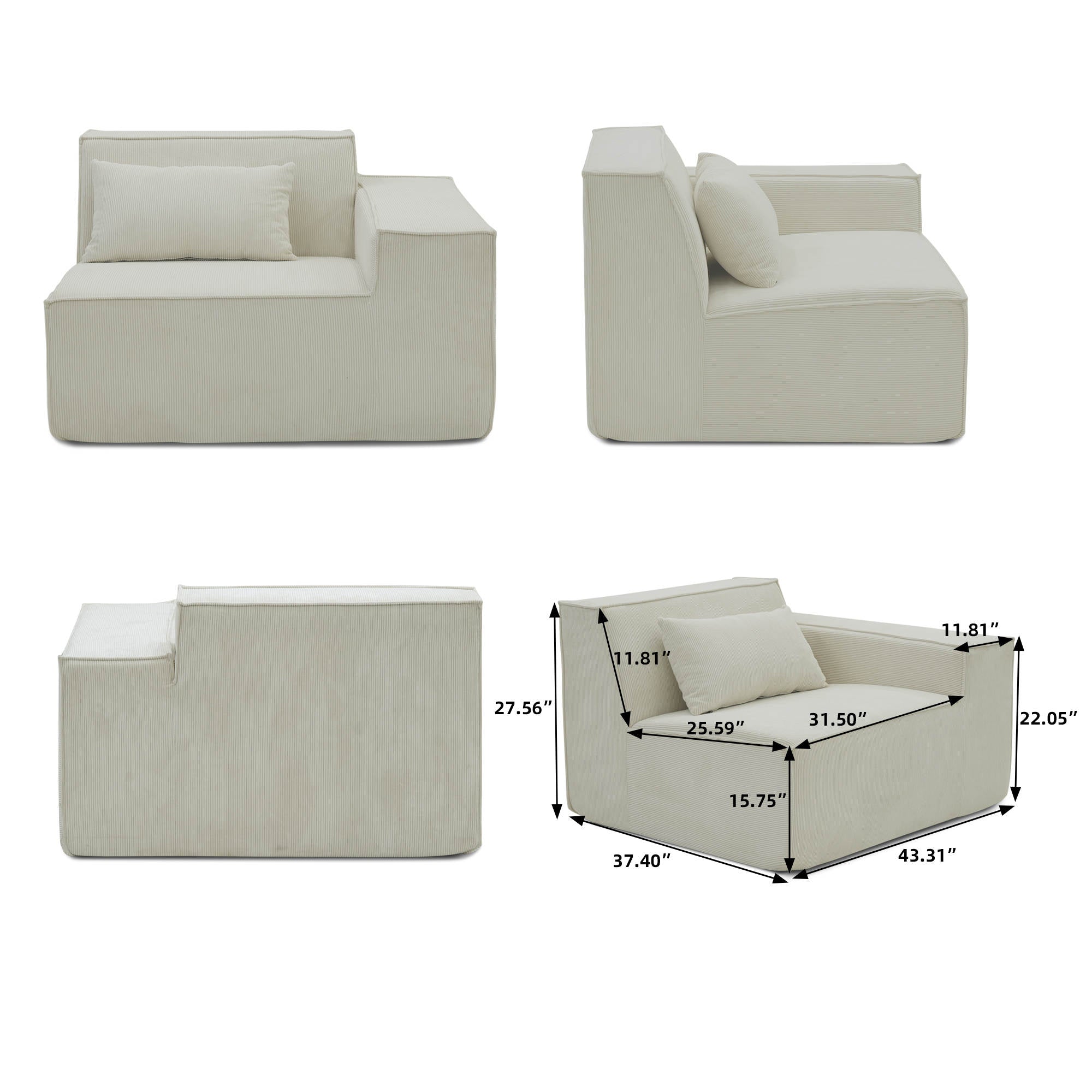 Canapé Modulaire "Carré d'As" — Velours Côtelé & Design Contemporain