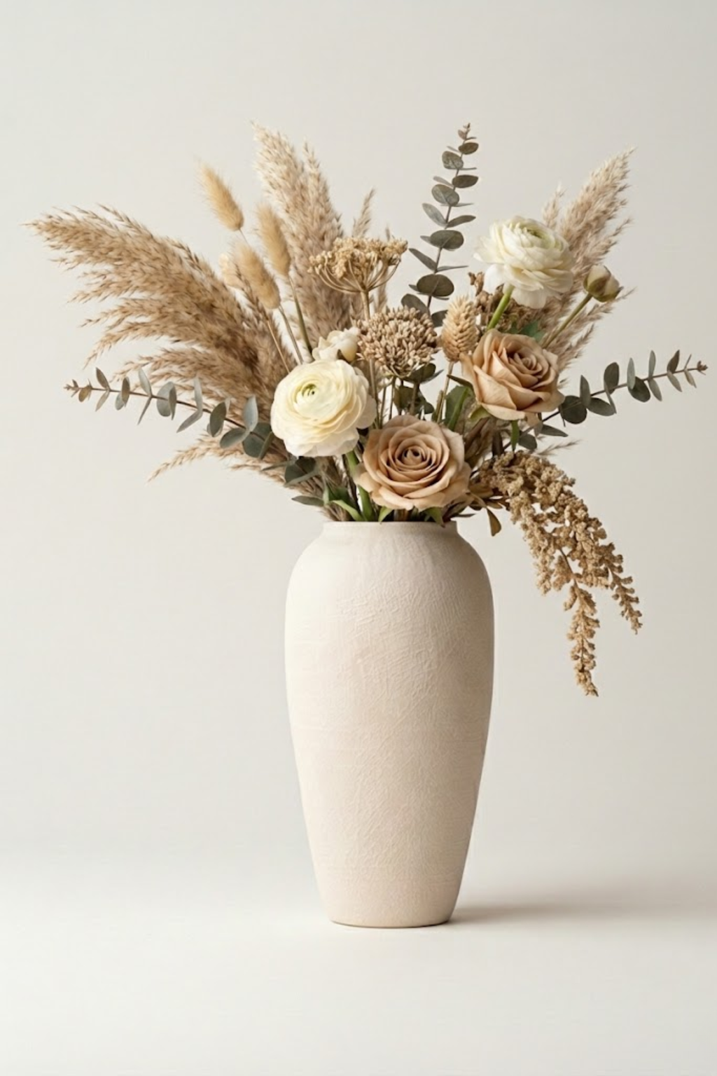 Vase Artisanal "Lia" – Céramique Mate & Texture Pierre (35cm)