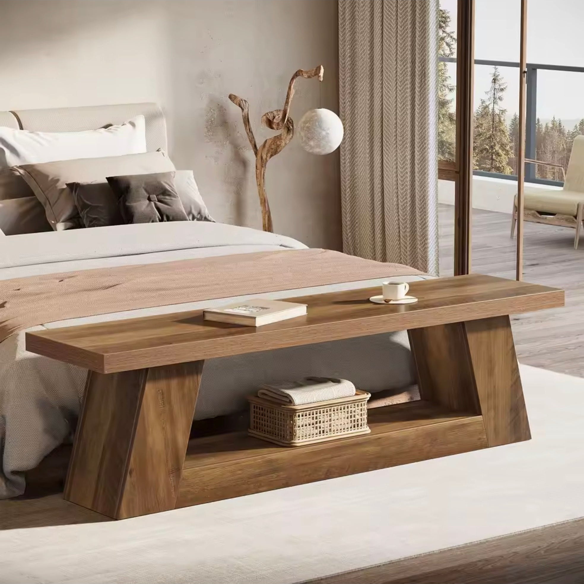 Banc d'Entrée "Le Séquoia" – Bois Rustique & Design Architectural