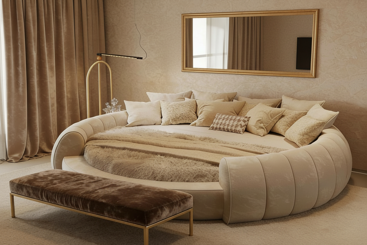 Lit Rond Élégance "Olympe" - Collection Signature (Inclus Matelas Premium)