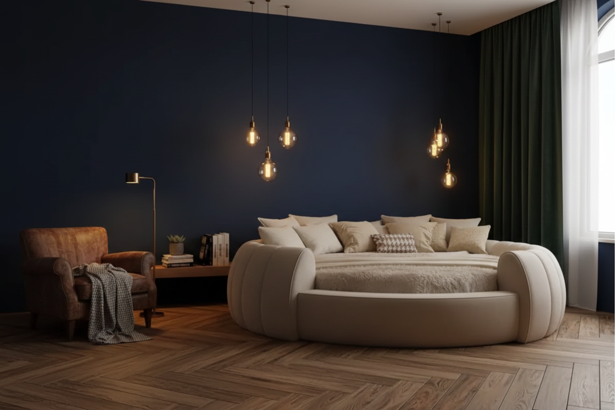 Lit Rond Élégance "Olympe" - Collection Signature (Inclus Matelas Premium)
