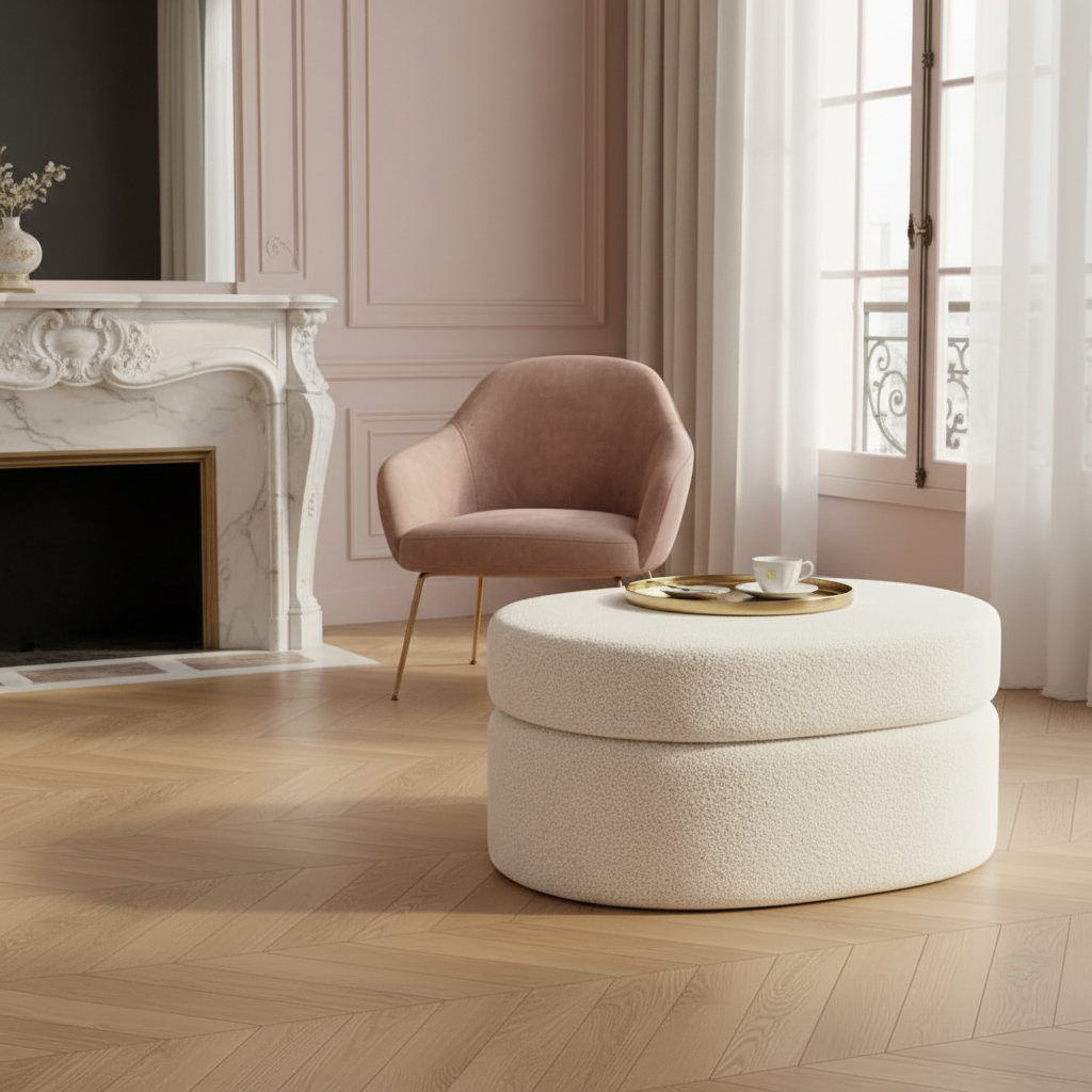 Pouf Coffre "Le Cocon" – Laine Bouclée & Design Circulaire