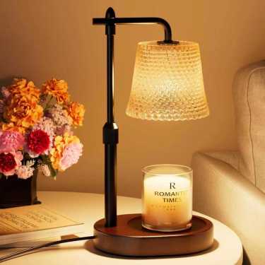 Lampe Chauffe-Bougie "Aura" – Laiton & Bois Naturel- Luminaire Design Ambiance Douce | Maison Gary