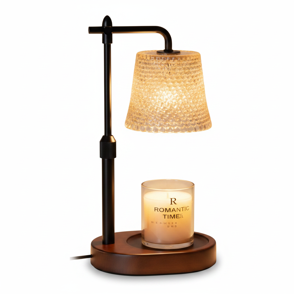Lampe Chauffe-Bougie "Aura" – Laiton & Bois Naturel- Luminaire Design Ambiance Douce | Maison Gary