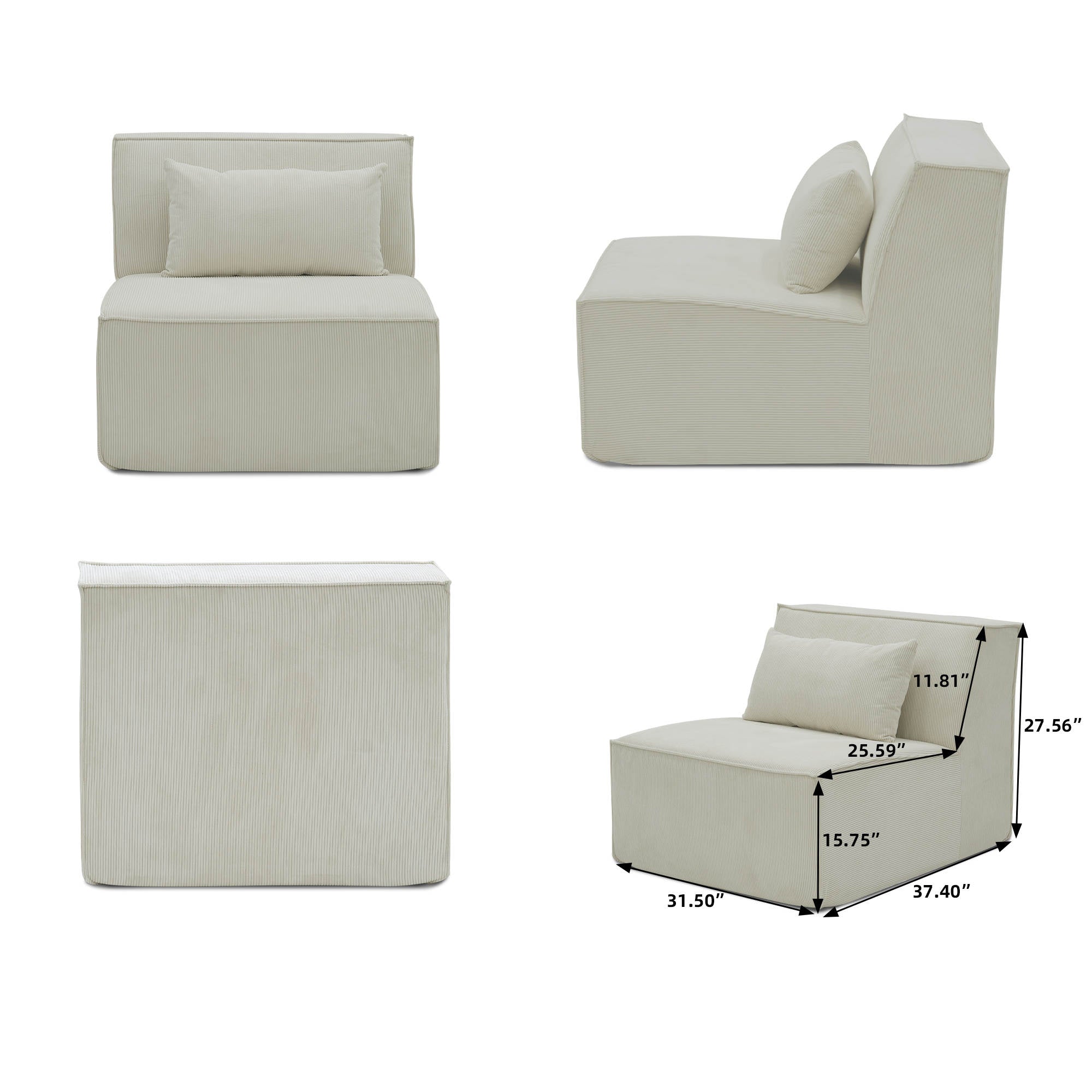 Canapé Modulaire "Carré d'As" — Velours Côtelé & Design Contemporain