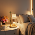 Lampe Chauffe-Bougie "Aura" – Laiton & Bois Naturel- Luminaire Design Ambiance Douce | Maison Gary