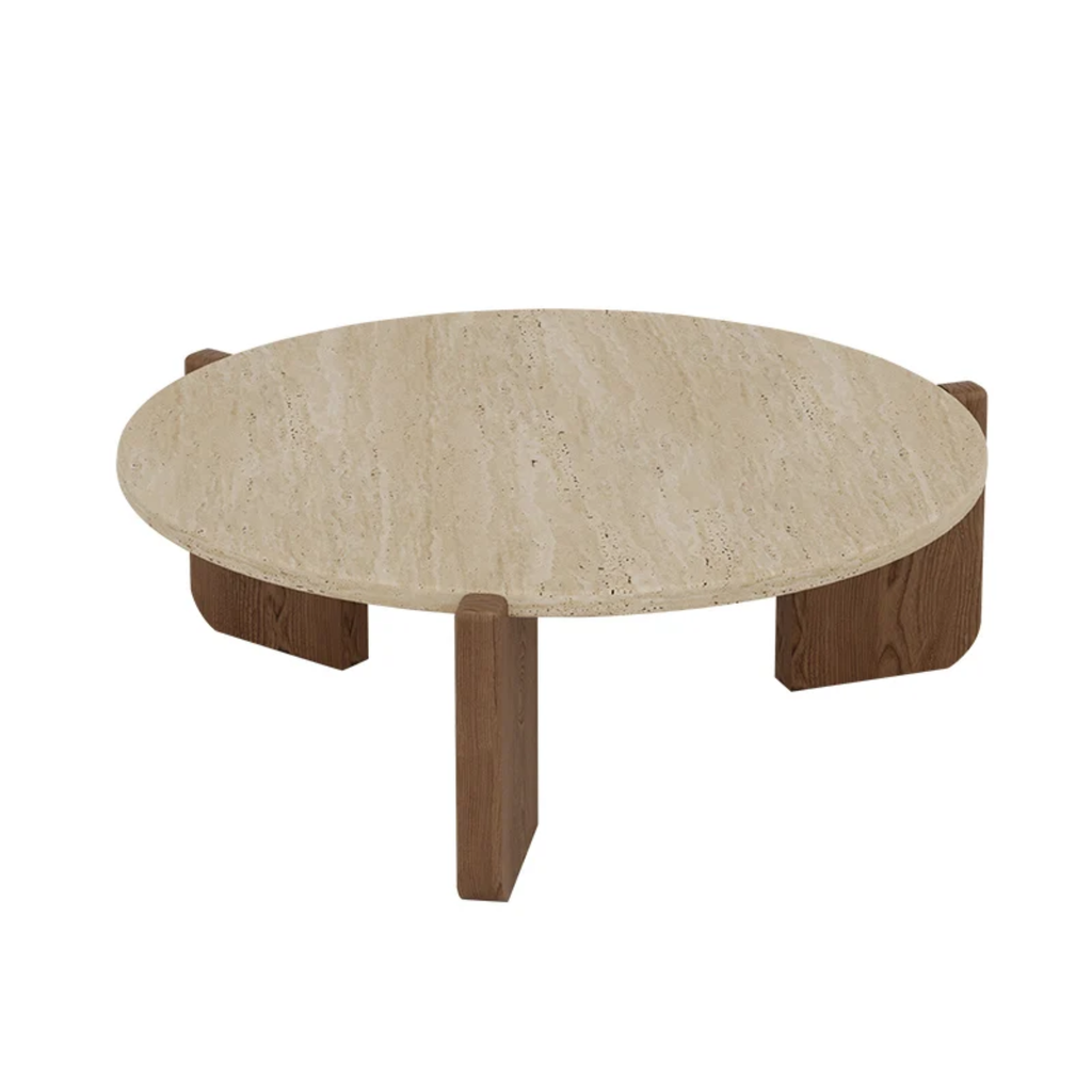 Table basse de Salon "L'Alba" – Travertin Naturel & Design Cubique