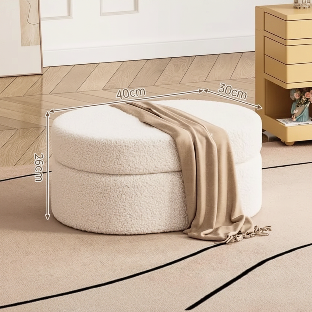 Pouf Coffre "Le Cocon" – Laine Bouclée & Design Circulaire