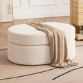 Pouf coffre Le Cocon en laine bouclée blanc cassé, design circulaire — Maison Gary